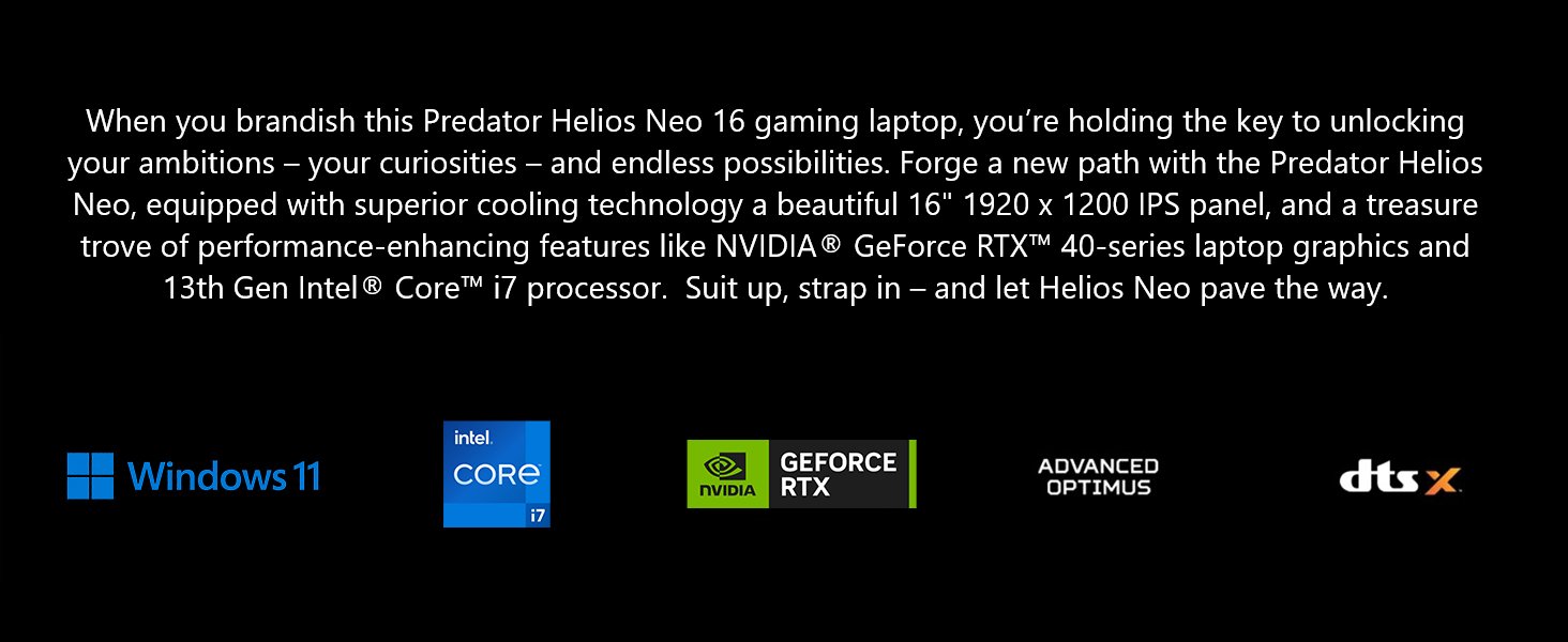 Predator Helios Neo 16; Predator; i7 gaming laptop; 16" gaming laptop RTX 4060; Advanced Optimus 