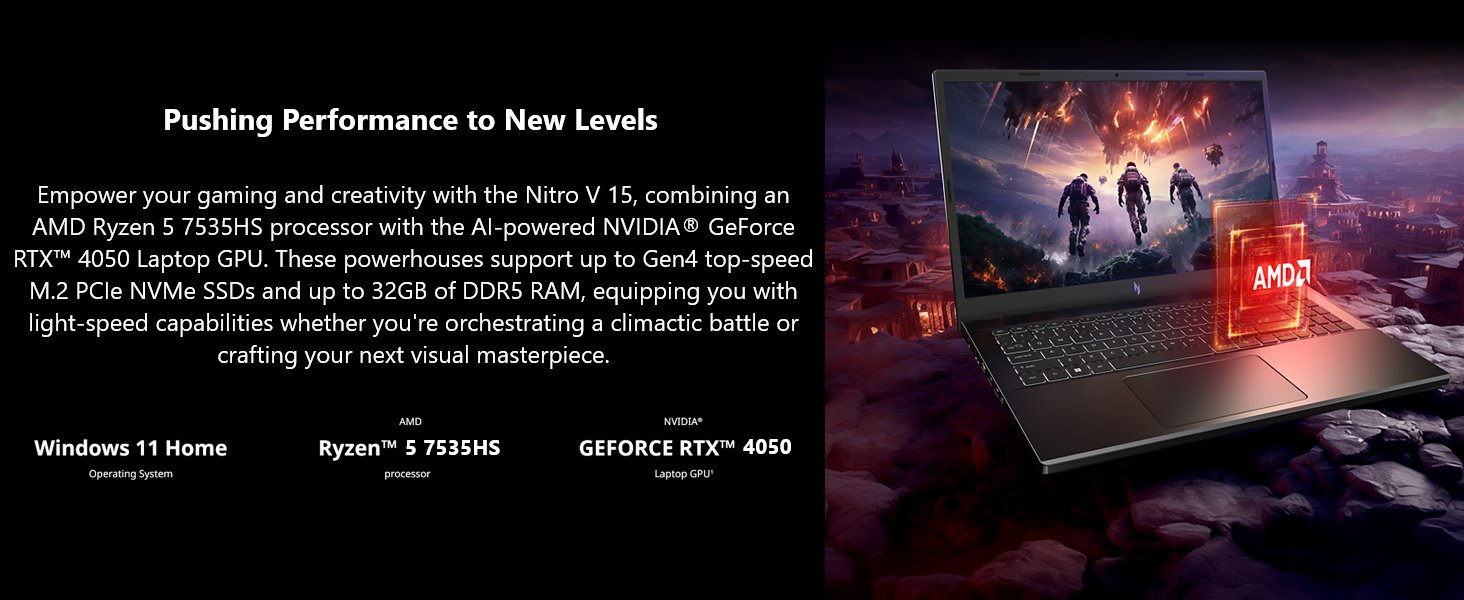 acer nitro V Intel; RTX laptop; 15.6” gaming laptop; Intel gaming laptops; DDR5; RTX 40; Creator
