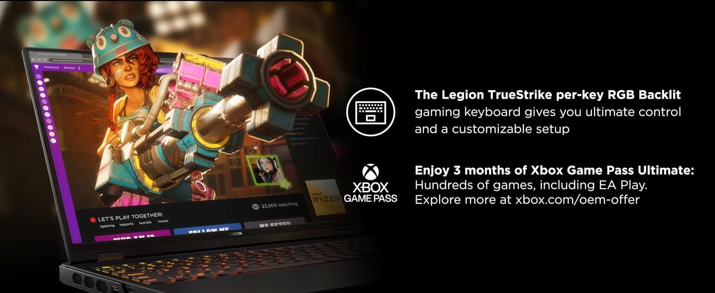 Enjoy a backlit keyboard and customizable setup on Legion 7 Pro