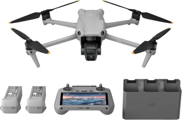 DJI Air 3 Fly More Combo con DJI RC 2, dron con cámaras primarias duales 4K, 3 pilas para tiempo de vuelo prolongado, foto de 48 MP, transmisión hasta 12.43 mi, cumple con la norma FAA Remote ID